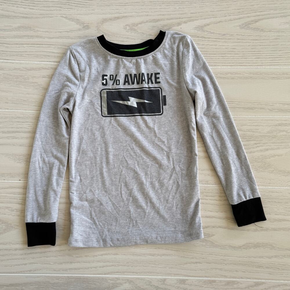 Dreamlife Boy’s Size 4 Gray “5% Awake” Long Sleeve Pajama Top